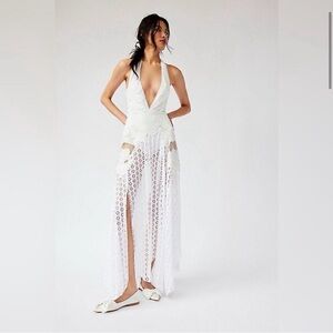 NWT Free People Celeste Lace Mesh Floral Appliqué Embroidered Maxi Dress